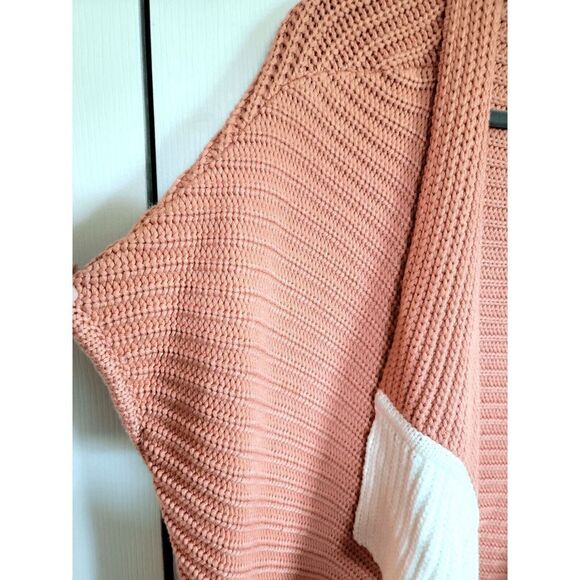 St. John L Open Front Slouchy Silk Blend Cardigan Heavy Knit Peach *Defect* - Picture 4 of 8